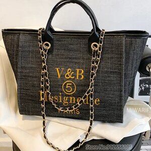 BACK IN STOCK NWT: BLACK DENIM  V&B Paris Tote Bag.....STUNNING